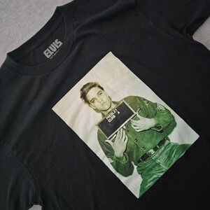 Elvis Presley Mens Black Army Mugshot Graphic T-Shirt Large 2024 RN162739